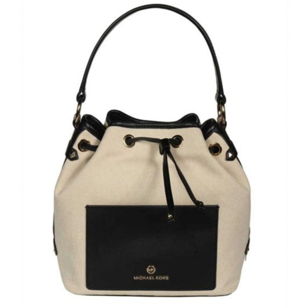 Michael Kors Maeve Medium Canvas Bucket Bag with Adjustable Shoulder Strap